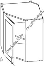 Шкаф навесной угловой 1 дверь витрина 580х580мм.